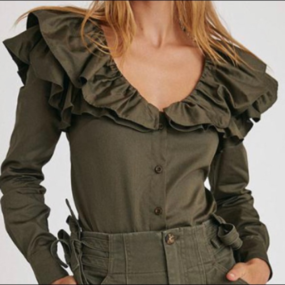 Something Navy Bailey Ruffle Blouse
